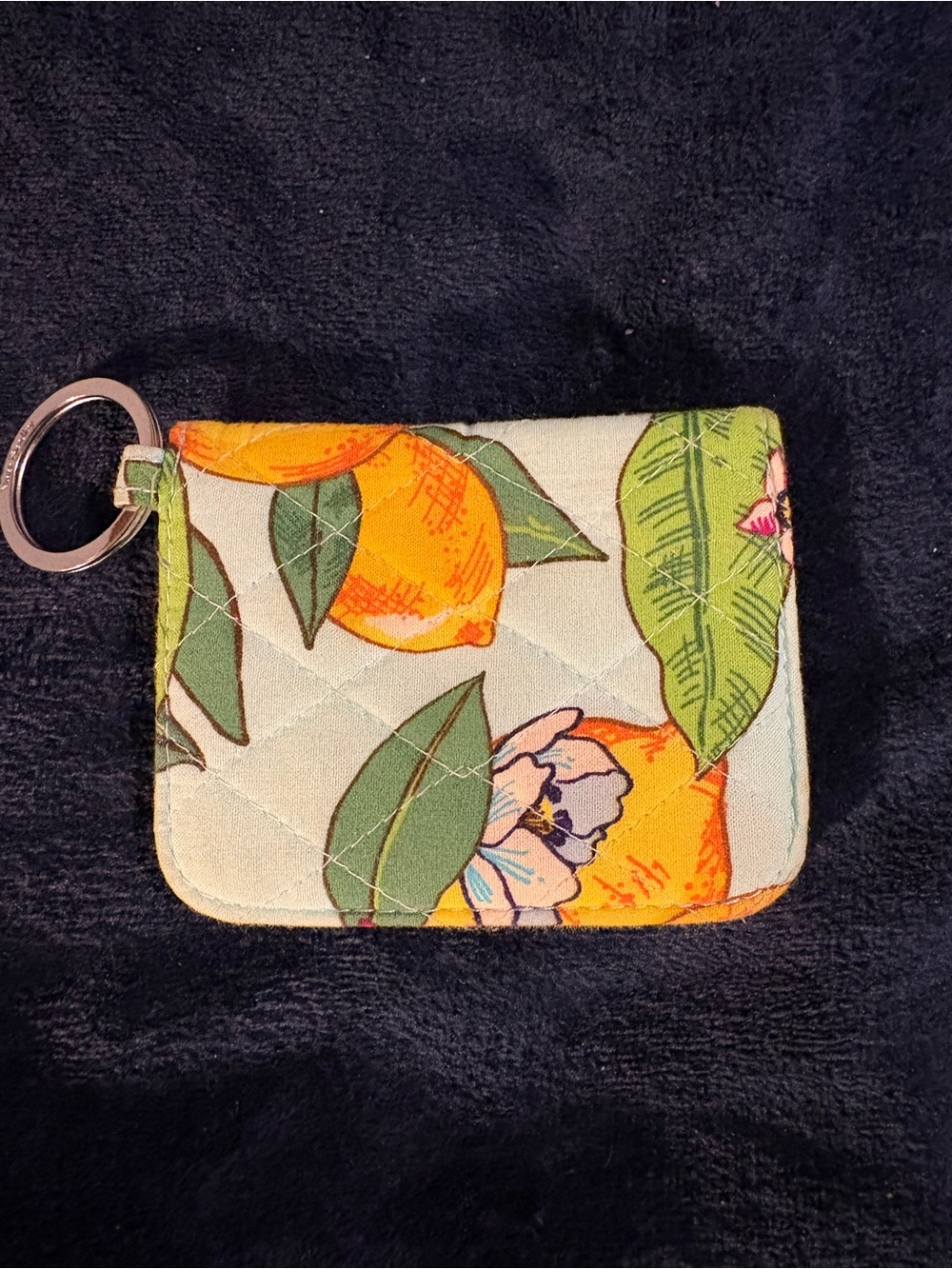 Vera Bradley Citrus Floral Quilted Card Case in Orange, Green, Cream